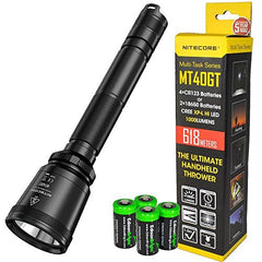 NITECORE MT40GT 1000 Lumen CREE LED 675 yards long throw tactical flashlight with 4 X EdisonBright CR123A Lithium Batteries bundle