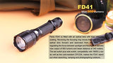 EdisonBright Fenix FD41 CREE LED 900 Lumen Tactical Flashlight, Fenix ALG-01 Picatinny/Weaver Weapon Rail Mount and Two CR123A Lithium Batteries Bundle