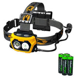 Fenix HP25 360 Lumen LED flood/spot combination light Headlamp with Four EdisonBright AA Alkaline batteries