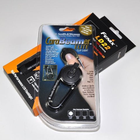 Fenix LD22 190 Lumen LED Tactical Flashlight with Smith & Wesson LED Carabiner Clip Light