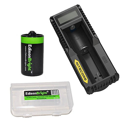 Nitecore UM10 USB powered battery charging system with EdisonBright Battery Box and EdisonBright AA to D Battery converter/spacer