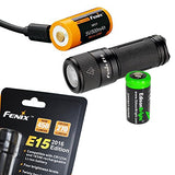 Fenix E15 450 Lumen CREE LED EDC Flashlight, Fenix ARB-L16-700U USB rechargeable battery and EdisonBright CR123A Lithium Battery bundle