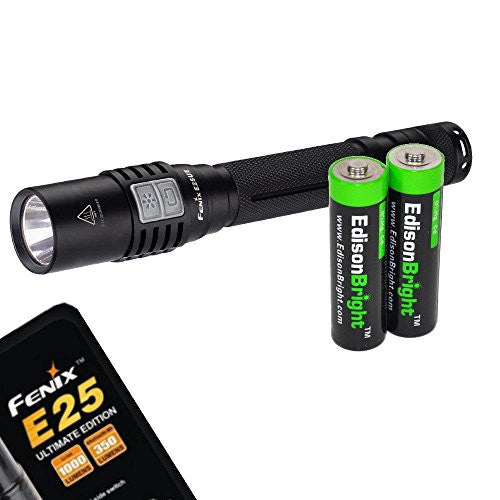 Fenix E25UE 1000 Lumen Ultimate Edition CREE XP-L LED Flashlight with two EdisonBright AA batteries