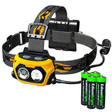 Fenix HP25 360 Lumen LED flood/spot combination light Headlamp with Four EdisonBright AA Alkaline batteries