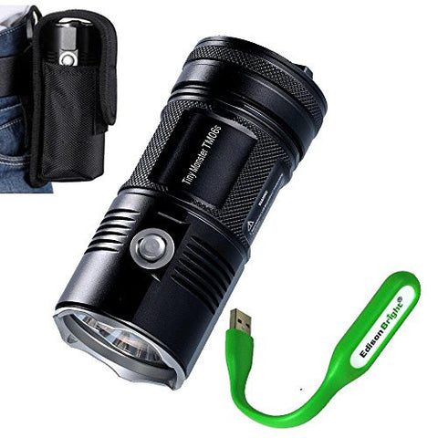 Nitecore TM06S 4000 Lumen CREE LED Tiny Monster Flashlight/Searchlight with EdisonBright USB reading light bundle