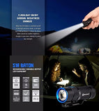 Olight S1R Turbo S USB rechargeable 900 Lumen CREE LED Flashlight, Rechargeable battery with EdisonBright brand USb AC & Car chargers