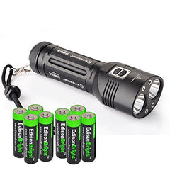 Sunwayman D80A 2000 Lumen CREE XM-L2 U2 LED Tactical Flashlight and eight EdisonBright AA alkaline Batteries bundle