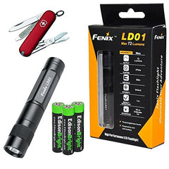 Fenix LD01 72 Lumen Cree LED keychain Flashlight and Victorinox Swiss Army Classic Knife bundle with 3 X EdisonBright AAA batteries bundle