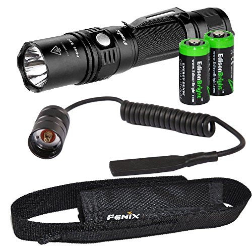 Fenix PD35 TAC 1000 Lumen CREE LED Tactical Flashlight and Fenix AR102 pressure switch with Two EdisonBright CR123A Lithium Batteries