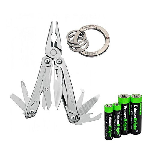 Leatherman Wingman Multi Tool 831426 with Exotac FREEKey keychain system and EdisonBright AA/AAA alkaline battery sampler pack