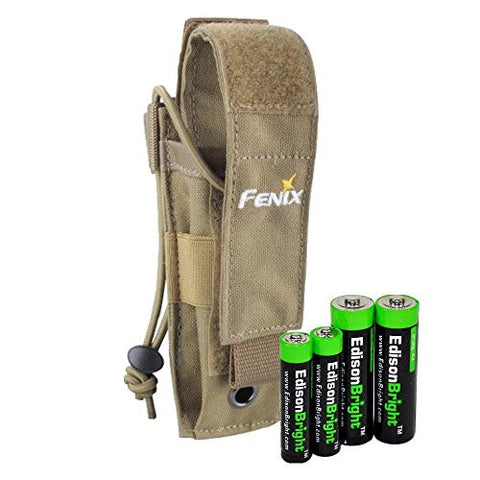 Fenix ALP-MT holster (Khaki) holster for PD35, LD12, LD22, E35UE, UC30, TK15C, EC20 with EdisonBright AA/AAA alkaline battery sampler pack