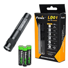Fenix LD01 72 Lumen Cree LED keychain Flashlight with 3 X EdisonBright AAA batteries bundle
