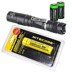 Sunwayman P25C 1000 Lumen CREE LED tactical flashlight with Nitecore NL189 3400mAh rechargeable 18650 Battery and 2 X EdisonBright CR123A Lithium Batteries Bundle