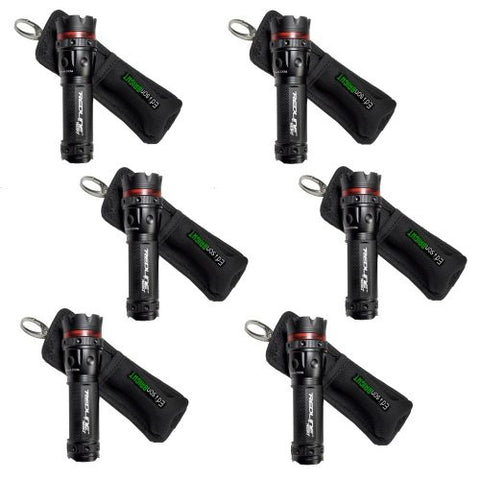 6 NEBO Redline Black 220 Lumens LED Flashlight (Lot of 6) #5610 with 6 Holsters