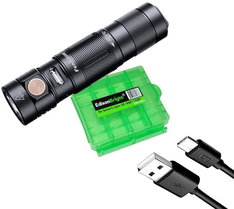 Fenix E05R 400 Lumen USB Rechargeable EDC Keychain Flashlight with EdisonBright Charging Cable Carrying case