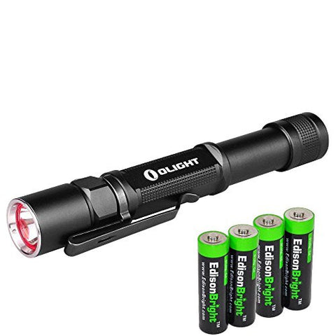 Olight ST25 550 Lumen Cree XM-L2 LED Tactical Flashlight with four EdisonBright AA batteries