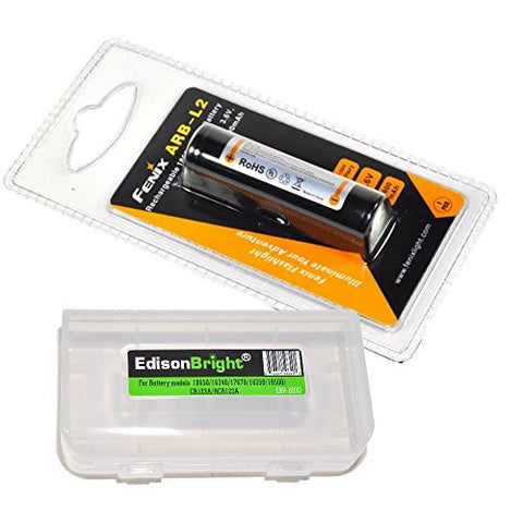 Fenix ARB-L2 2300mAh Protected 18650 Rechargeable Li-ion Battery with EdisonBright BBX3 battery carry case - Designed for TK75 TK16 TK35 PD35 PD32 ARE-X1 ARE-C1 ARE-C2 and other High Drain Devices