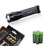 Fenix LD41 XM-L2 U2 680 Lumen LED Tactical Flashlight with Four rechargeable AA batteries, Charger & Four EdisonBright AA Alkaline batteries