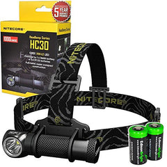 Nitecore HC30 1000 Lumens CREE XM-L2 U2 LED dual-form headlamp bundled with Two EdisonBright CR123A Batteries