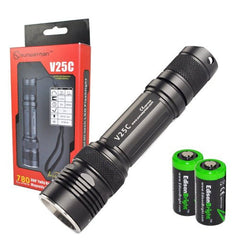 Sunwayman V25C 780 Lumens CREE XM-L2 LED 360&deg; fully-variable magnetic control Flashlight with 2X EdisonBright CR123A lithium Batteries