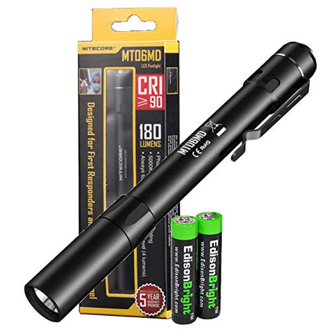 EdisonBright Nitecore MT06 165 Lumen Cree XQ-E LED Tactical Pen-Type Flashlight with Two AAA Batteries