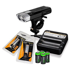 Fenix BC30 1800 lumen Dual Distance Beam Cree XM-L2 T6 LED 5 Mode Bike Bicycle Light with Fenix ARE-C1 Battery Charger, 2 X Fenix ARB-L2 18650 rechargeable batteries and 4 X EdisonBright CR123 Batteries bundle