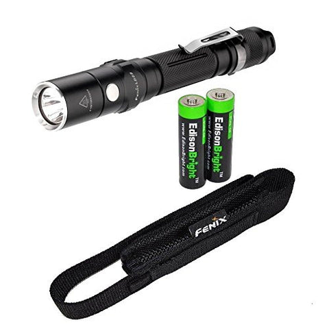 Fenix LD22 2015 edition 300 Lumen XP-G2 R5 LED tactical Flashlight with holster, lanyard, clip and Two EdisonBright AA Alkaline batteries