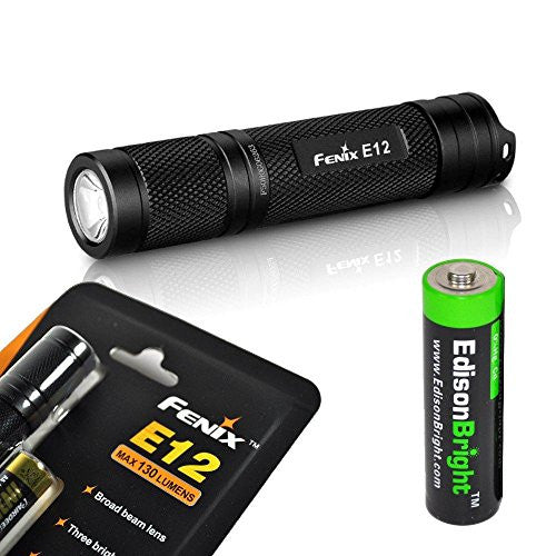 Fenix E12 CREE XP-E2 130 Lumen LED flashlight with EdisonBright AA alkaline battery. E11 upgrade.