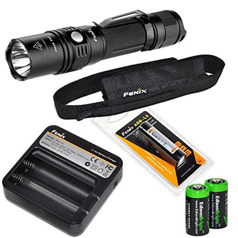 Fenix PD35 TAC 1000 Lumen CREE LED Tactical Flashlight with genuine Fenix ARB-L2 battery, Fenix ARE-C1 Battery charger and Two EdisonBright CR123A Lithium Batteries