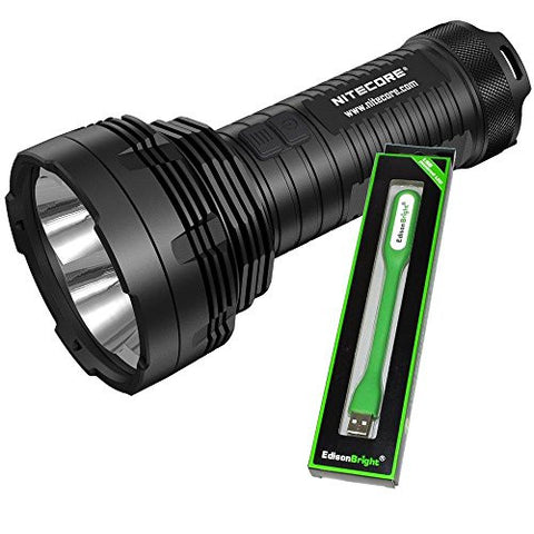Nitecore TM16GT 3600 Lumen CREE LED long range Flashlight/Searchlight and USB powered EdisonBright reading light bundle