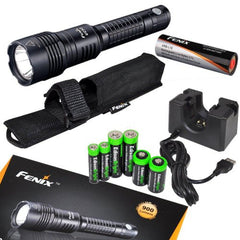 FENIX UC50 USB Rechargeable 900 Lumen Cree XM-L2 U2 LED Flashlight / Searchlight with USB Cradle & EdisonBright Battery Sampler Pack