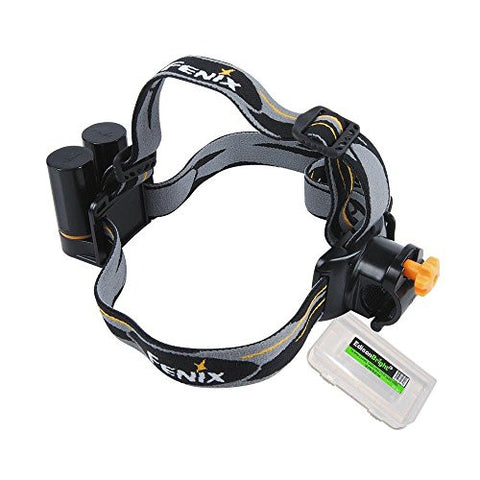 Fenix flashlight headband with EdisonBright Battery carry case bundle