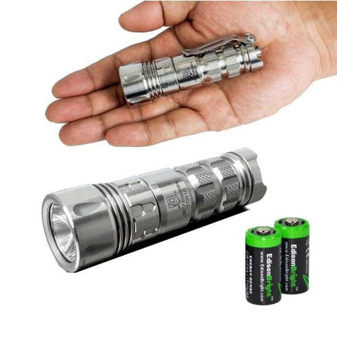 JETBeam TCR10 Titanium Alloy XM-L2 CREE LED Flashlight (Ten year anniversary edition) with two EdisonBright CR123A Lithium Batteries