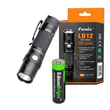 Fenix LD12 320 Lumen 2017 version LED Tactical Flashlight with EdisonBright AA alkaline battery