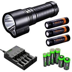 FENIX TK51 1800 Lumen Dual Beam CREE XM-L2 U2 LED Flashlight with 3X Fenix ARB-L2S 18650 3400mAh Li-ion rechargeable batteries, 4 bays ntelligent home/car Charger and EdisonBright battery sampler pack bundle