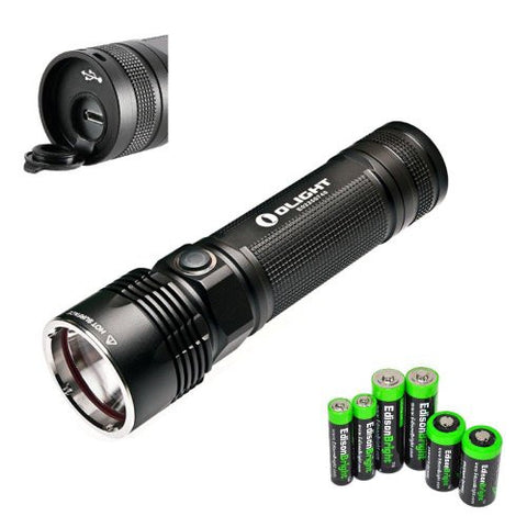 Olight R40 Seeker CREE XM-L2 1100 lumen USB Rechargeable LED Flashlight with EdisonBright Battery Sampler Pack
