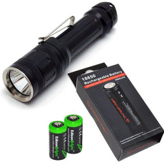 Sunwayman F20C CREE XM-L2 LED Tri-colored 780 lumen Flashlight and Sunwayman AP11 18650 Li-ion rechargeable battery with 2 X EdisonBright CR123A Lithium batteries