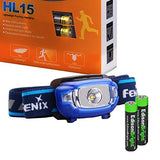 EdisonBright Fenix HL15 200 Lumen light weight CREE LED running Headlamp (Blue color body) with 2 X AAA alkaline battery bundle