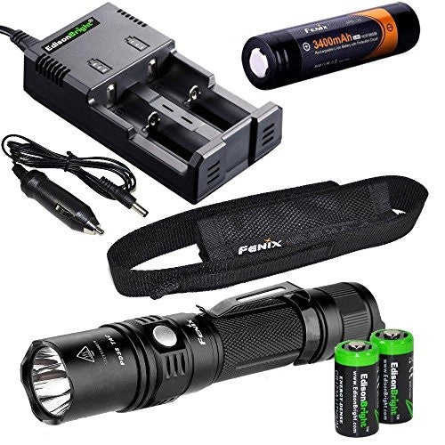 Fenix PD35 TAC 1000 Lumen CREE LED Tactical Flashlight with Fenix ARB-L2S 18650 Li-ion rechargeable battery, EdisonBright smart Charger and 2 X EdisonBright CR123A Lithium batteries bundle