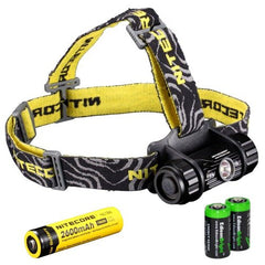 Nitecore HC50 565 Lumens CREE XM-L2 LED headlamp with Genuine Nitecore NL186 18650 2600mAh Li-ion rechargeable battery and Two EdisonBright CR123A Lithium Batteries