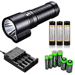 FENIX TK51 1800 Lumen Dual Beam CREE XM-L2 U2 LED Flashlight with 3X Fenix ARB-L2 18650 2600mAh Li-ion rechargeable batteries, home/car smart Charger and EdisonBright battery sampler pack bundle