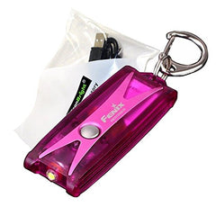 Fenix UC01 45 lumen rechargeable LED EDC multi-output keychain light (Purple) with EdisonBright brand USB charging cable