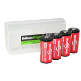 EdisonBright 4 Batteries Pack SureFire CR123A Lithium Batteries (Made in The USA) SF123A BBX3 Battery Carry case Bundle