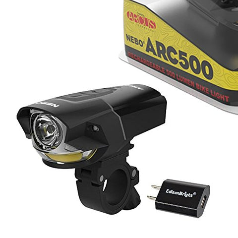 EdisonBright Nebo ARC500 USB rechargeable 500 lumen LED bike light 6641 with USB charger bundle