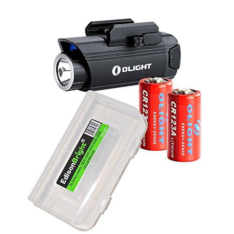 Bundle: Olight PL1 Valkyrie 400 lumen LED weapon mounted light with 2X Olight CR123 lithium batteries and EdisonBright battery carry case