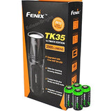 FENIX TK35 UE 2015 version (TK35 Ultimate Edition) 2000 Lumen CREE XHP 50 LED Tactical Flashlight with 2 x Fenix ARB-L2 2600mAh Li-ion rechargeable batteries, 4 X EdisonBright CR123A Lithium batteries, Fenix ARE-C1 18650 batery charger, in-car Charger