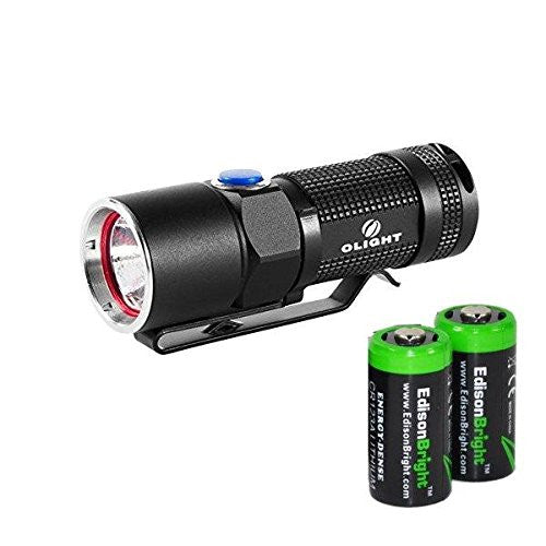Olight S10 L2 Baton 400 Lumens CREE XM-L2 LED Flashlight EDC with two EdisonBright CR123A Lithium Batteries (S10 Upgrade)