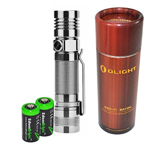 Olight S30 Limited Edition Titanium body 1000 Lumens LED Flashlight with two EdisonBright CR123A Lithium Batteries
