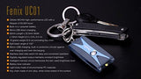 Fenix UC01 45 lumen rechargeable LED EDC multi-output keychain light (Purple) with EdisonBright brand USB charging cable