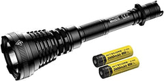 Nitecore Black MH40GTR 1200 Lumens CREE-XP HI V3 LED Ultra Long Range Duel-Fuel Hunting Flashlight with Two Li-ion 18650 rechargeable 2600mAh batteries.